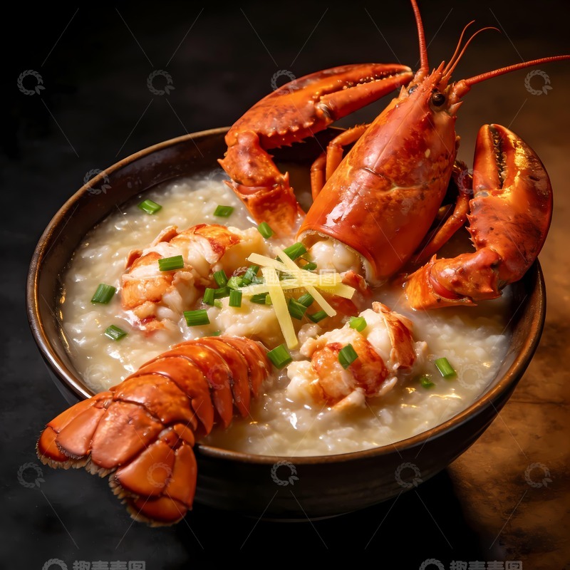 高清大图下载【趣麦麦图】澳洲龙虾粥 图