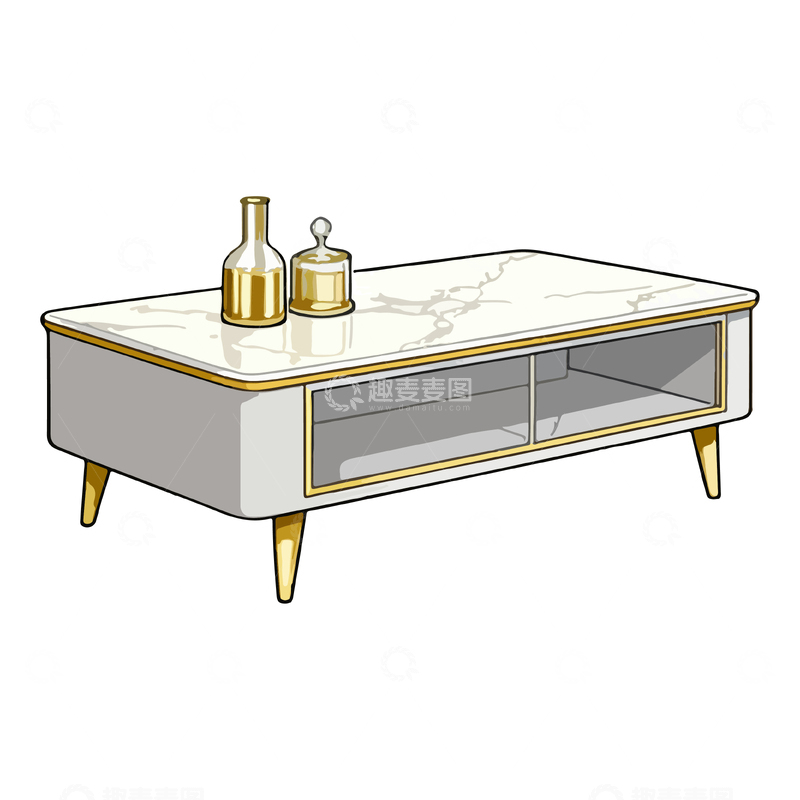 源文件下载【趣麦麦图】现代简约茶几设计矢量图