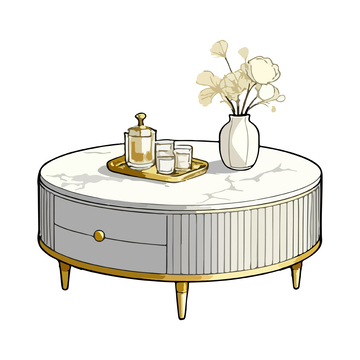 简约优雅圆形茶几插画素材