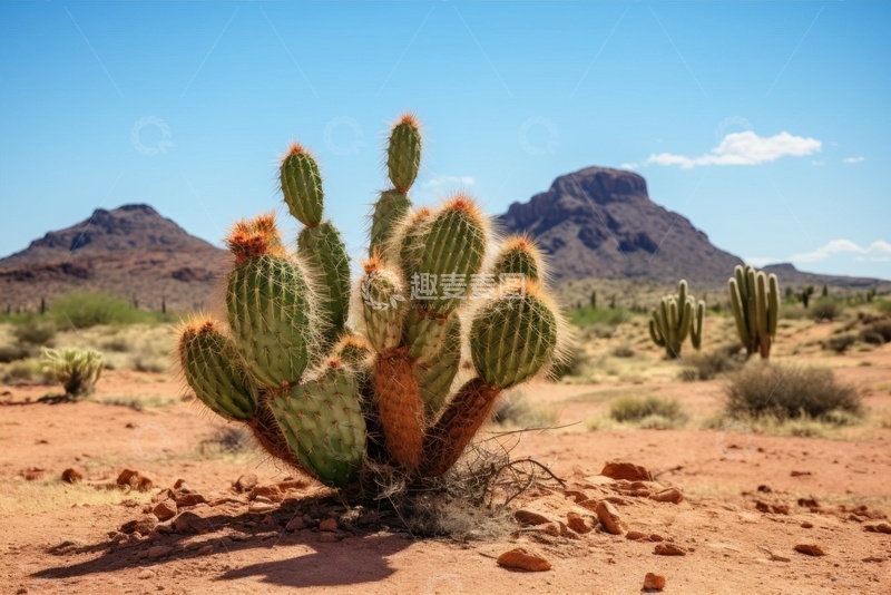 高清大图下载【趣麦麦图】沙漠里的仙人掌摄影