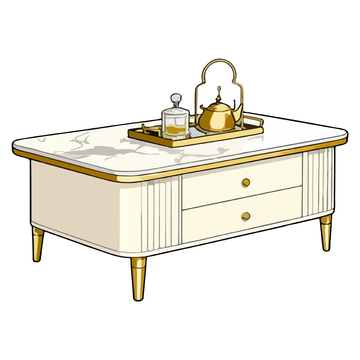 卡通风茶几家具插画