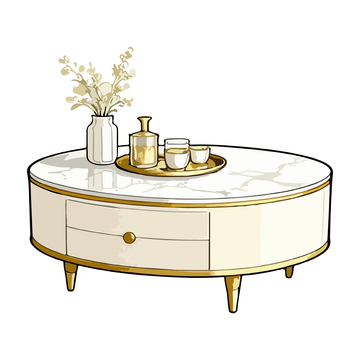 简约风圆形茶几插画素材