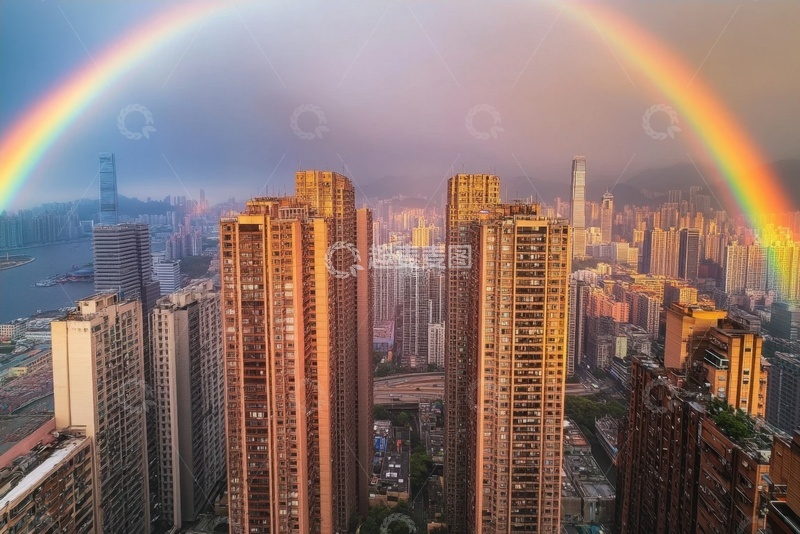 高清大图下载【趣麦麦图】城市里的彩虹