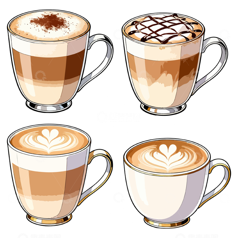 源文件下载【趣麦麦图】卡通咖啡杯插图