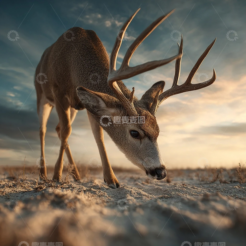 高清大图下载【趣麦麦图】夕阳下的孤独猎手