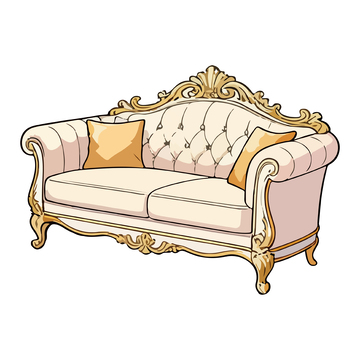 古典雕花沙发插画素材