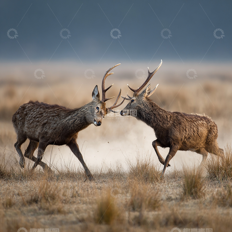 高清大图下载【趣麦麦图】冬日荒原上的角力之战