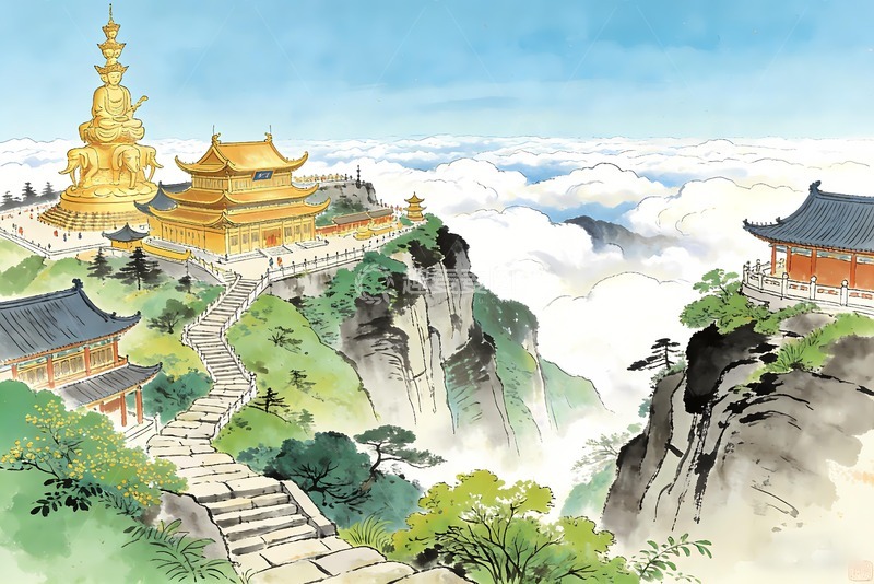 高清大图下载【趣麦麦图】峨眉山金顶风景