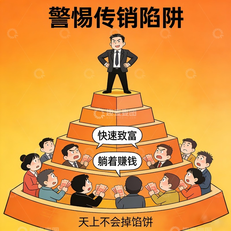 高清大图下载【趣麦麦图】打击传销漫画图片