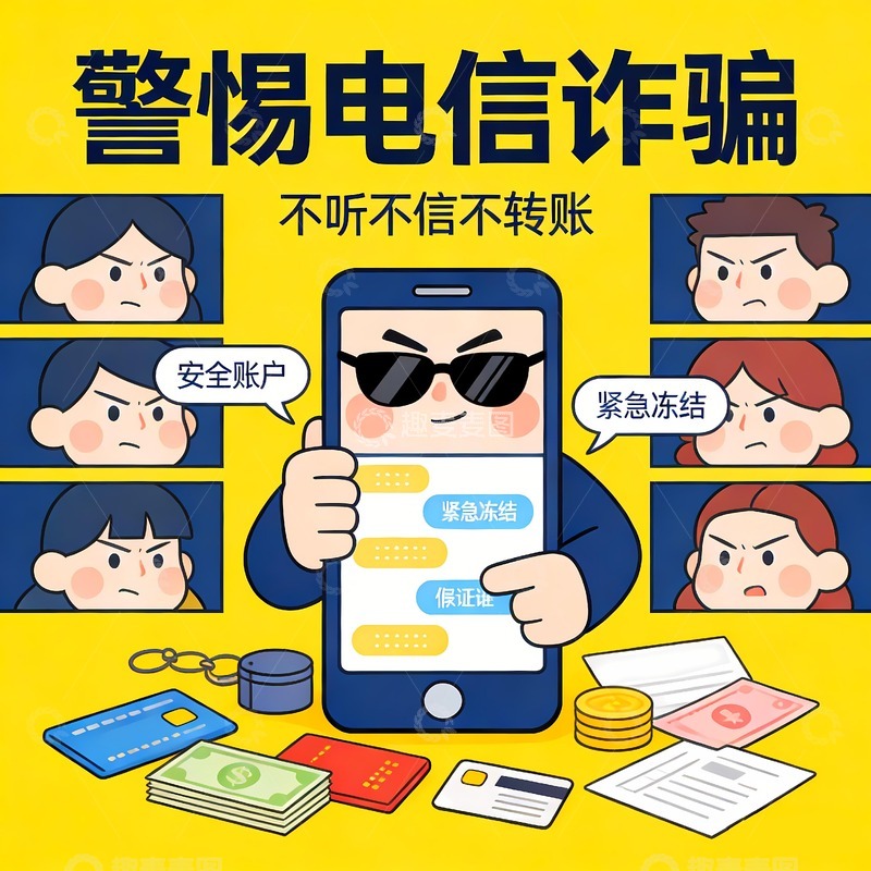 高清大图下载【趣麦麦图】警惕电信诈骗