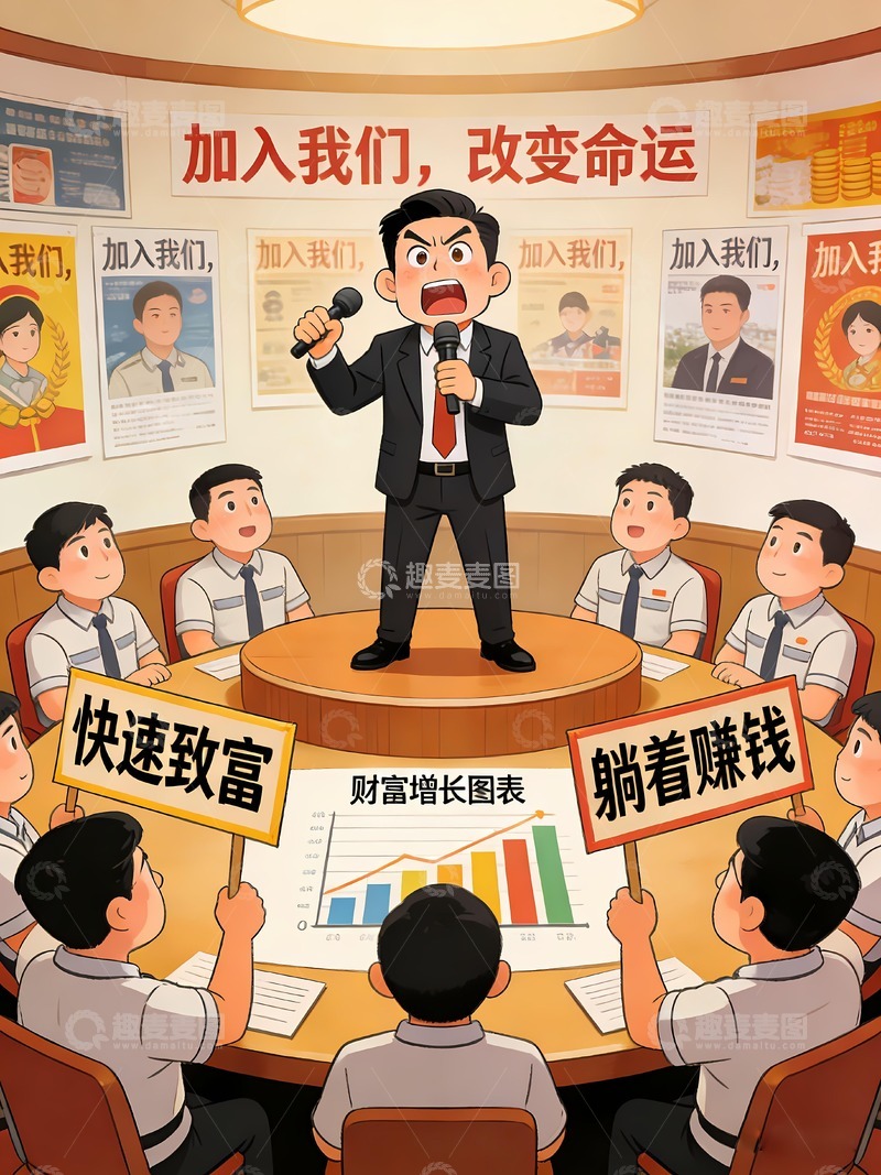 高清大图下载【趣麦麦图】远离传销图片