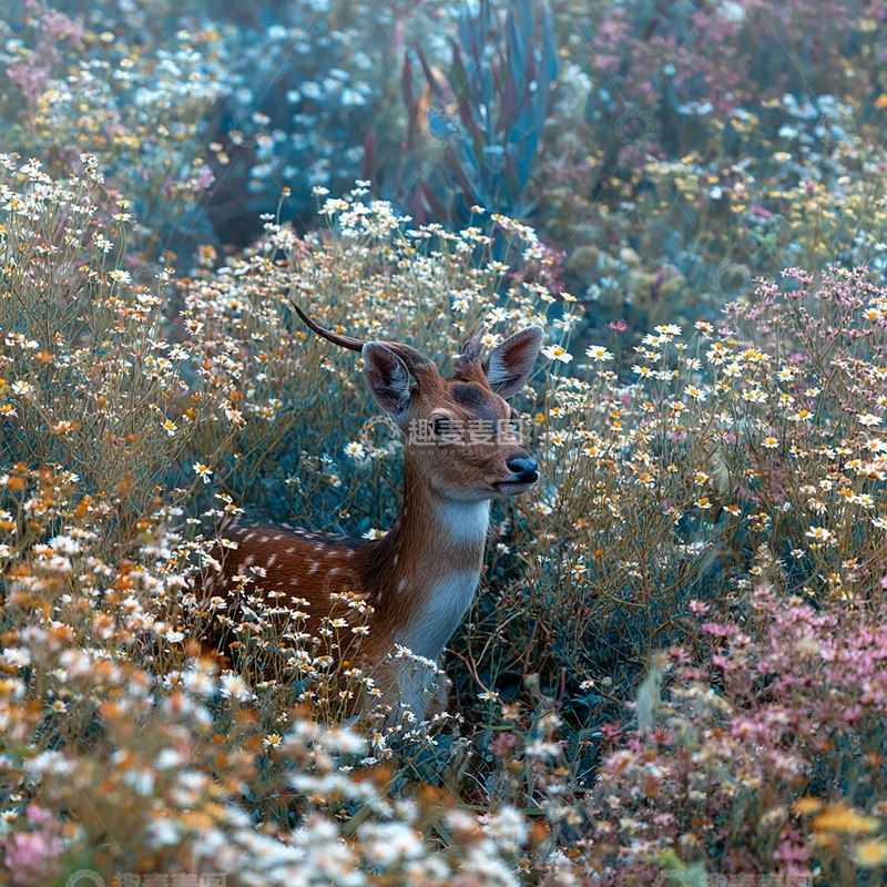 高清大图下载【趣麦麦图】幻境中的精灵鹿影