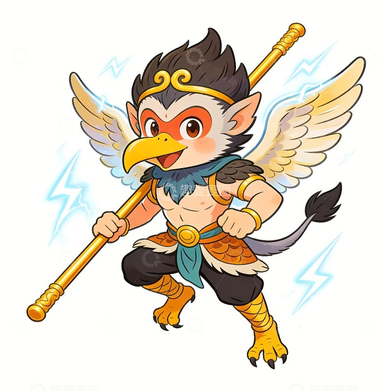 高清大图下载【趣麦麦图】雷震子雷公绘画