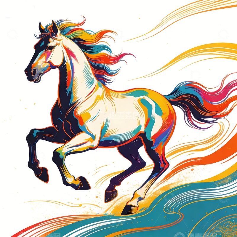 高清大图下载【趣麦麦图】2026马年马绘画1