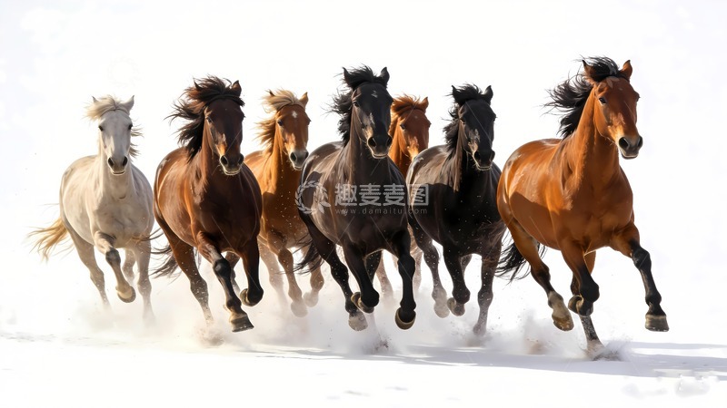 高清大图下载【趣麦麦图】八骏马奔跑图16