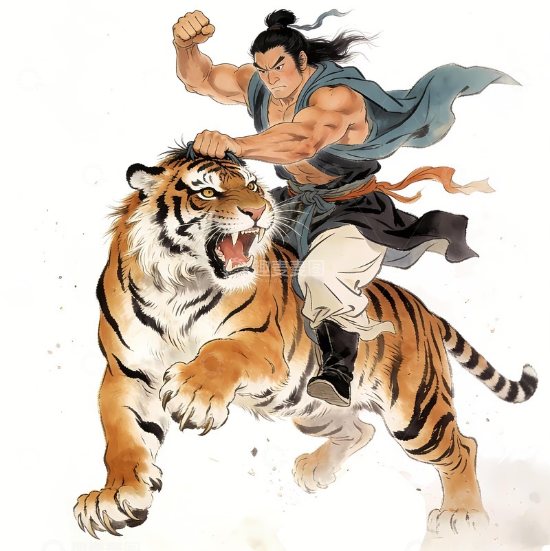 高清大图下载【趣麦麦图】武松打虎景阳冈 