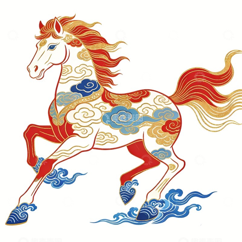 高清大图下载【趣麦麦图】2026马年马绘画4