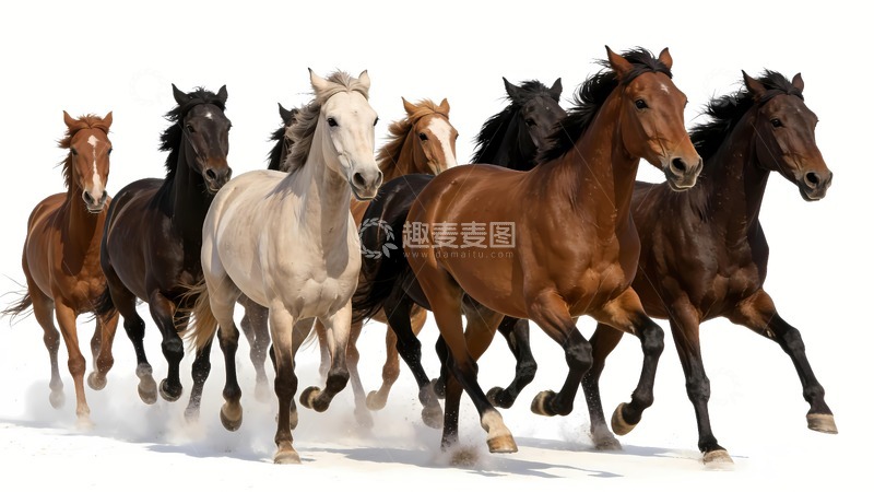 高清大图下载【趣麦麦图】八骏马奔跑图14