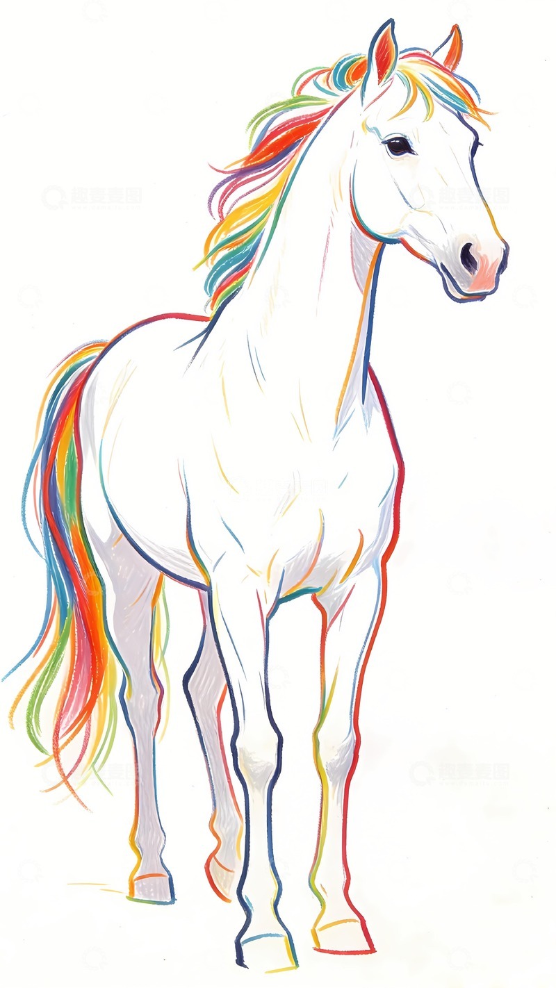 高清大图下载【趣麦麦图】2026马年马绘画