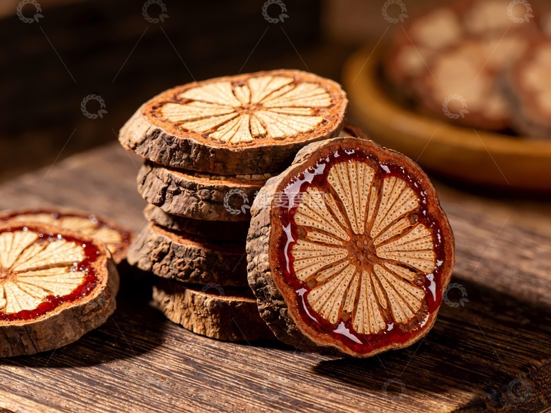 高清大图下载【趣麦麦图】切片大血藤药材