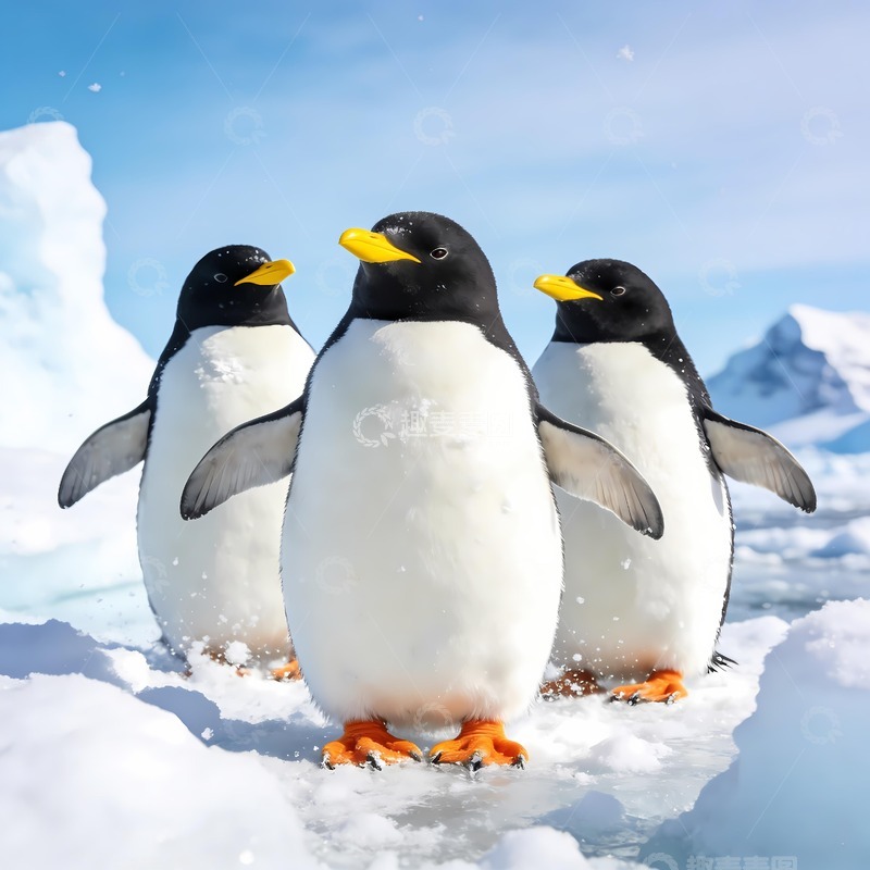 高清大图下载【趣麦麦图】三只南极小企鹅图片4