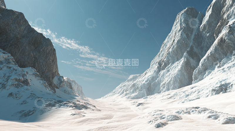 高清大图下载【趣麦麦图】雪山深处的冰雪奇境