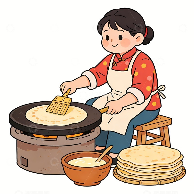 高清大图下载【趣麦麦图】杂粮煎饼绘画