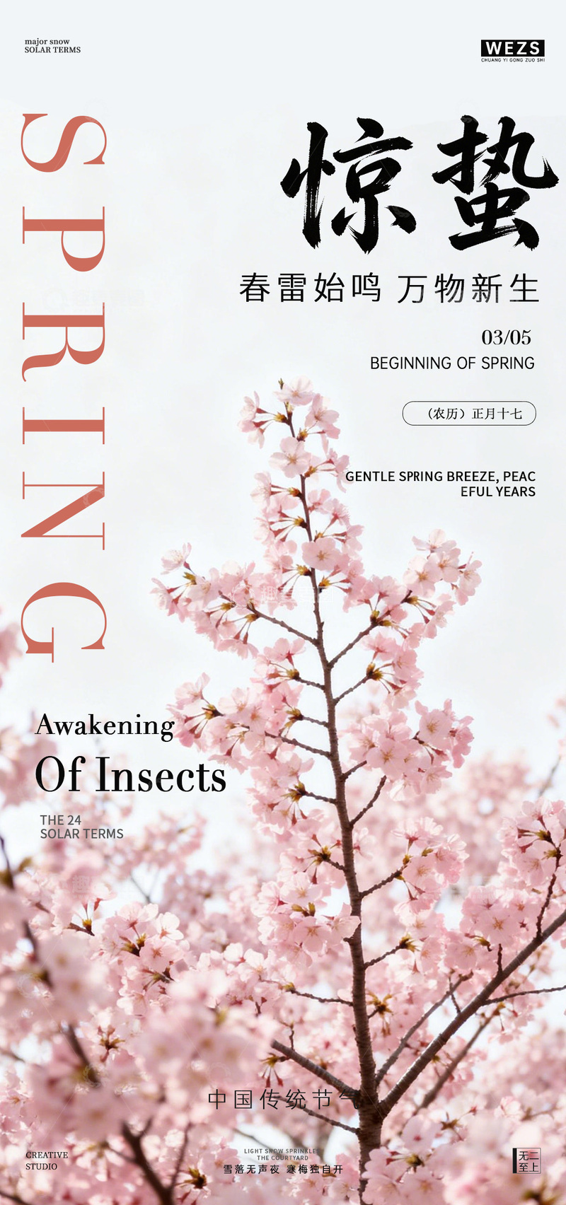 源文件下载【趣麦麦图】惊蛰节气樱花海报设计素材