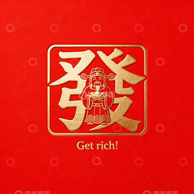 高清大图下载【趣麦麦图】财神爷发字logo