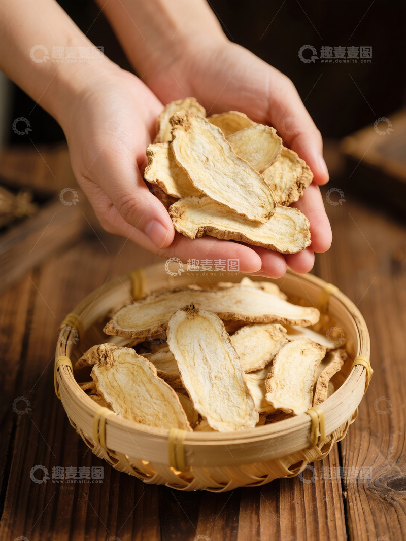 高清大图下载【趣麦麦图】中药材天麻干片展示