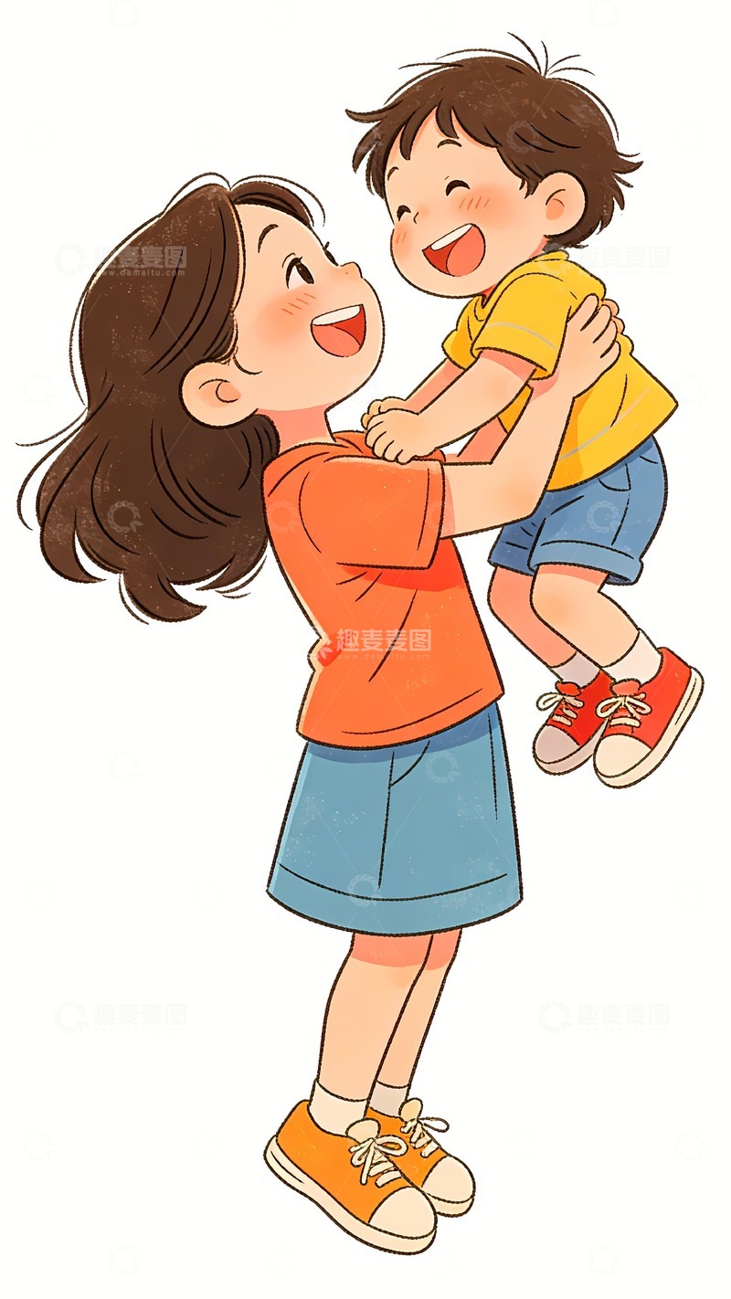 高清大图下载【趣麦麦图】母亲节母亲抱着孩子