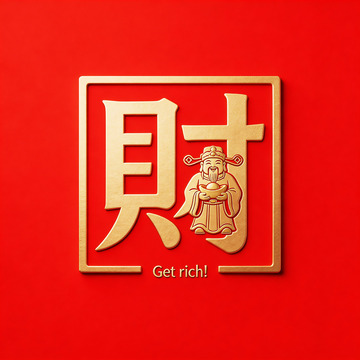 财神爷财字logo