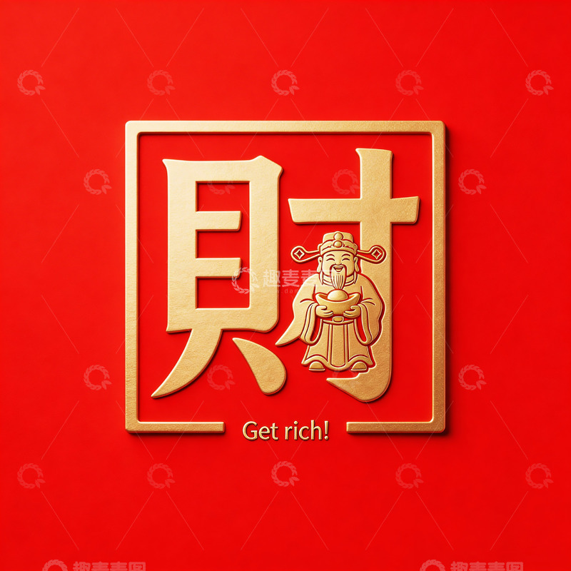 高清大图下载【趣麦麦图】财神爷财字logo