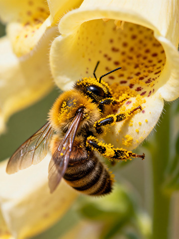 微距蜜蜂采花蜜特写摄影