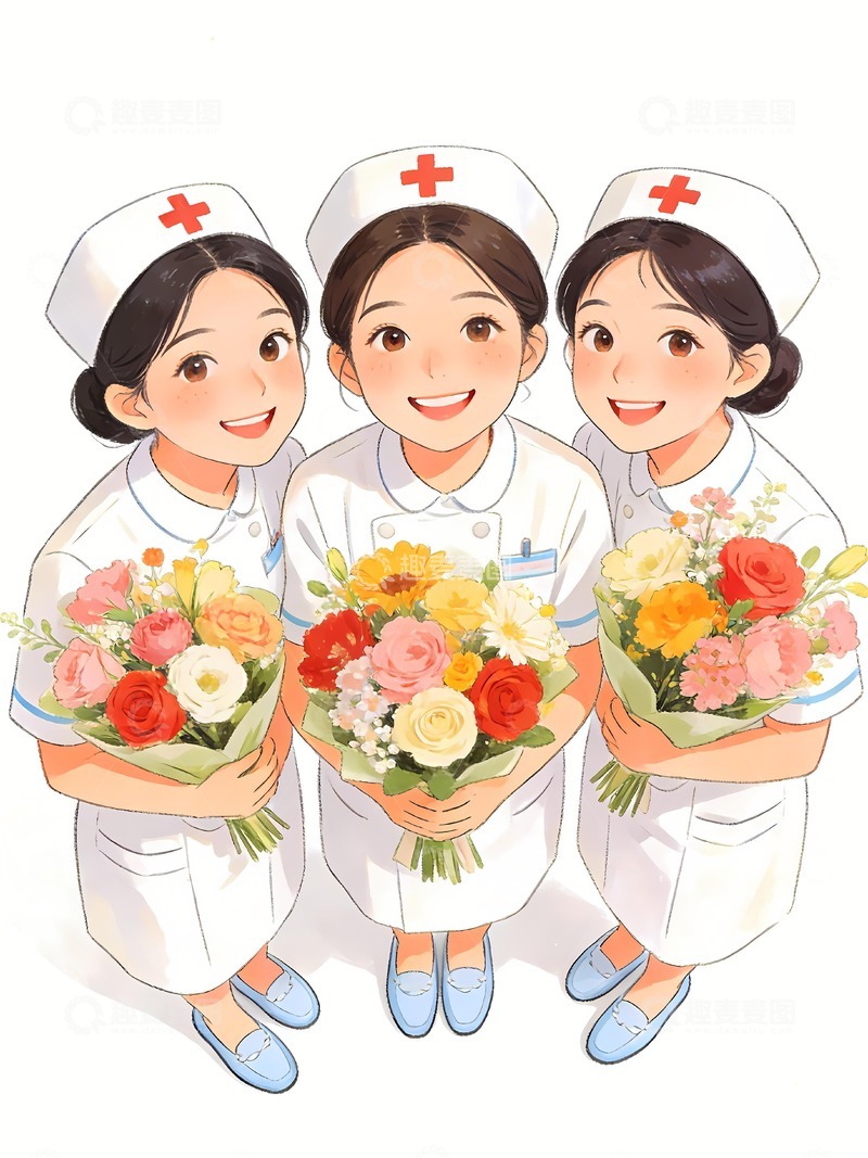 高清大图下载【趣麦麦图】护士节献花愉快