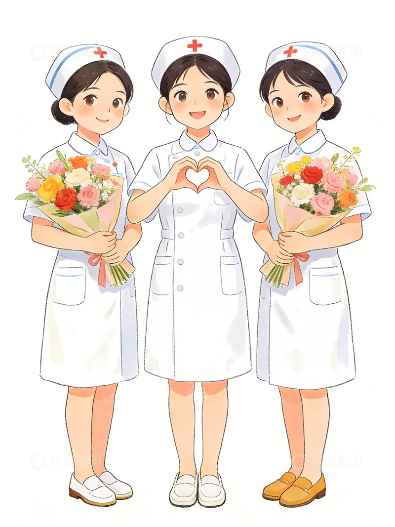 高清大图下载【趣麦麦图】三名女护士护士节