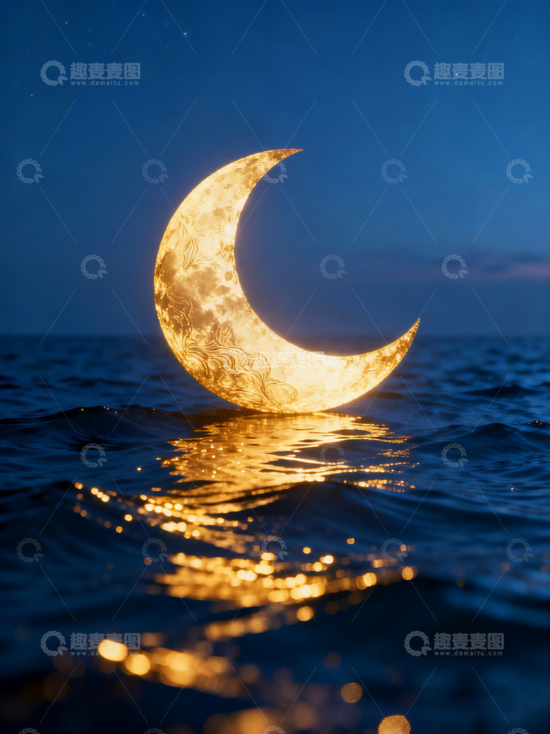 高清大图下载【趣麦麦图】月光海平面梦幻装饰图案