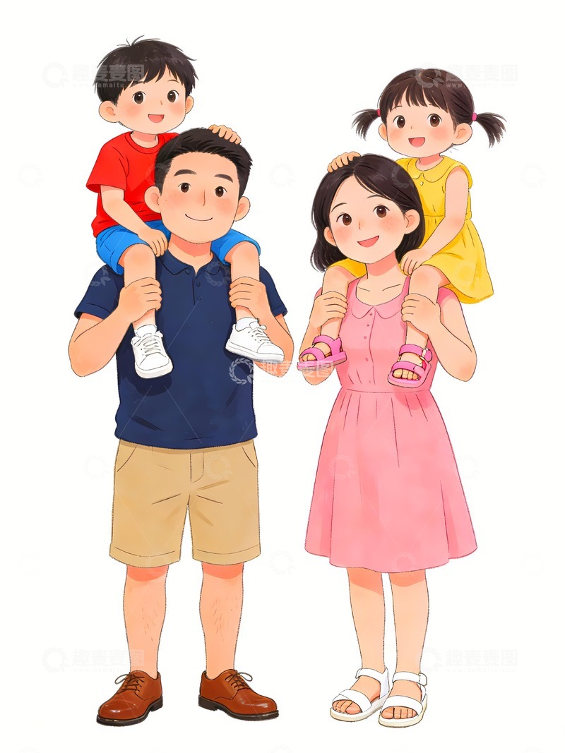 高清大图下载【趣麦麦图】一家四口图片