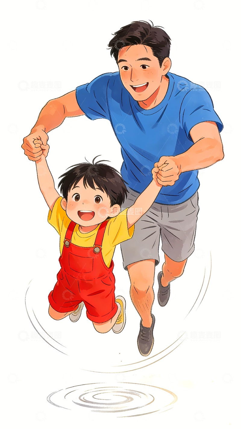 高清大图下载【趣麦麦图】父亲节父亲带着孩子