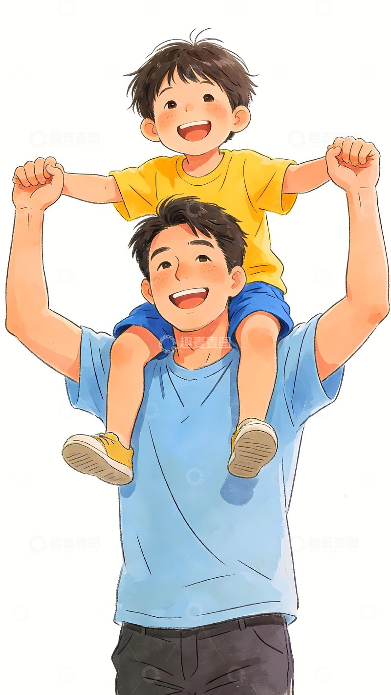 高清大图下载【趣麦麦图】父亲节快乐的父子