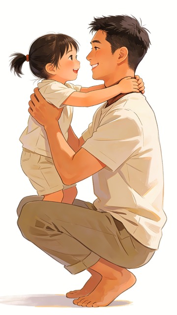 父亲节父亲抱着女儿