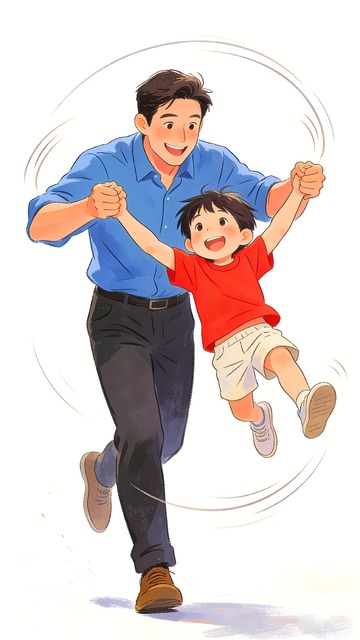 父亲节父亲与儿子玩耍