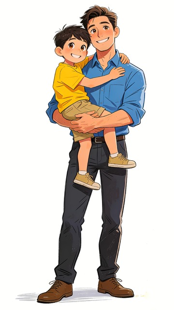 父亲节父亲抱着儿子