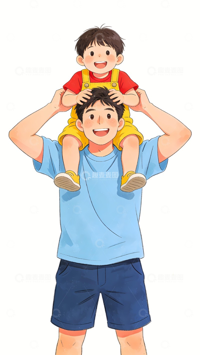 高清大图下载【趣麦麦图】父亲节父亲与儿子互动