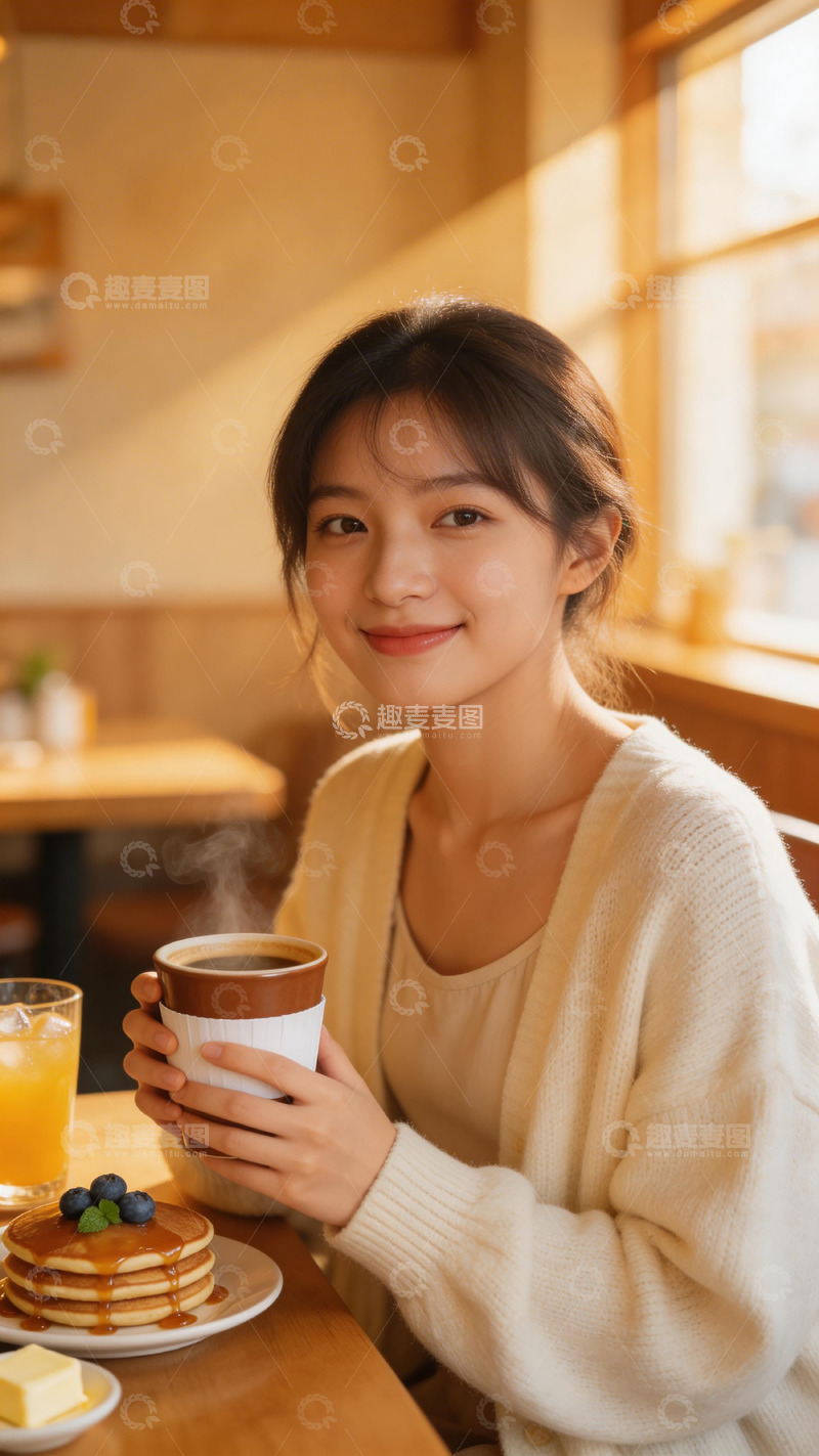 高清大图下载【趣麦麦图】咖啡厅早餐时光休闲人像摄影