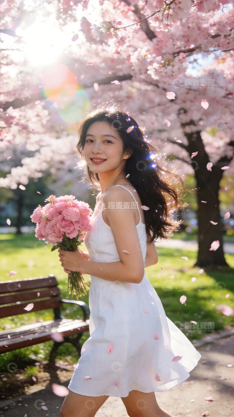 高清大图下载【趣麦麦图】樱花少女公园写真