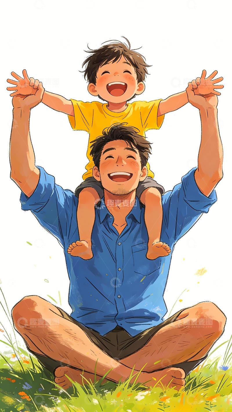 高清大图下载【趣麦麦图】父亲节父亲与儿子