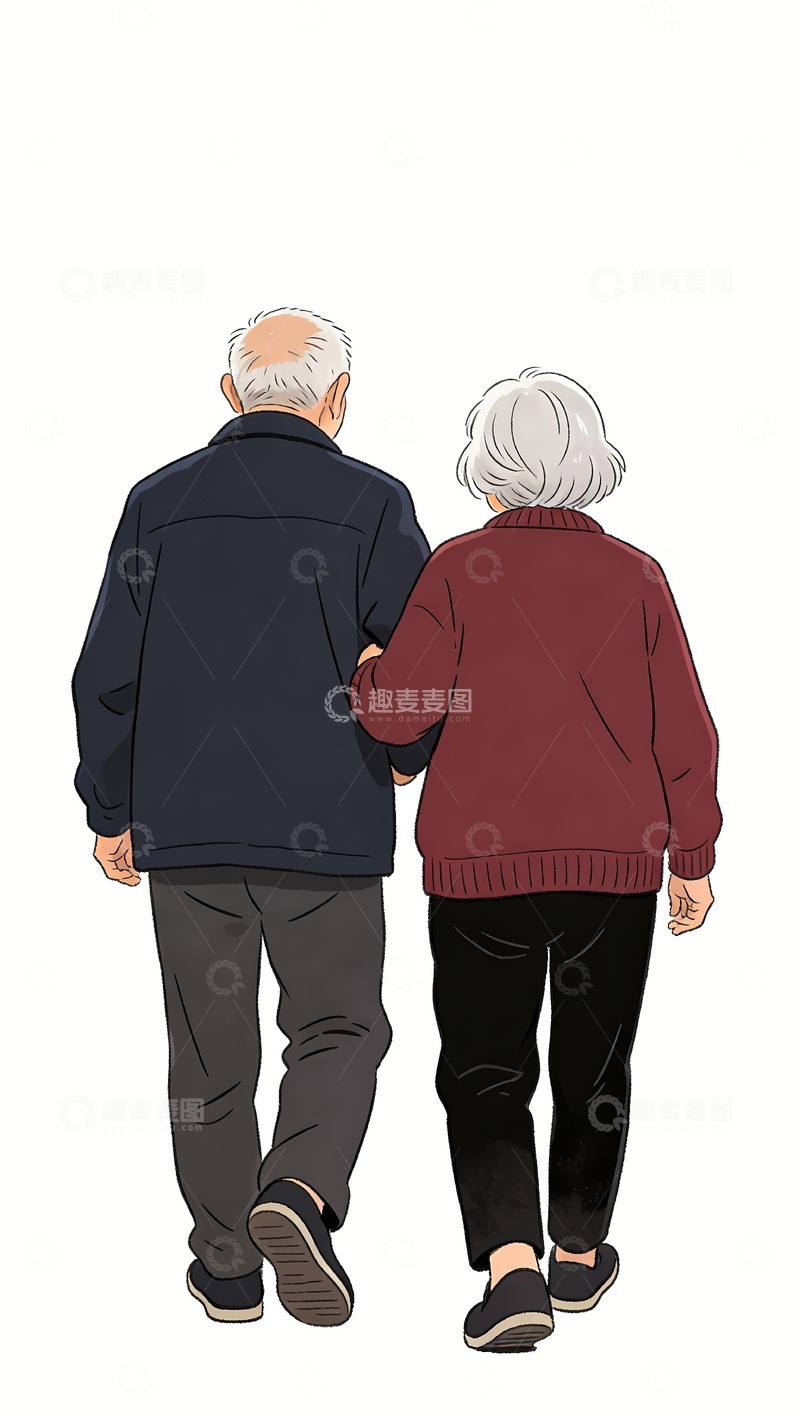 高清大图下载【趣麦麦图】夕阳红关爱父母