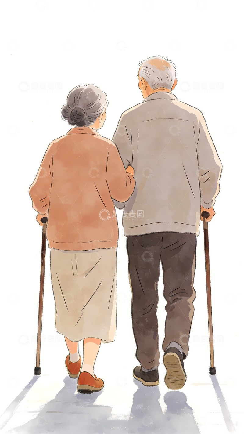 高清大图下载【趣麦麦图】一对老年人夕阳红