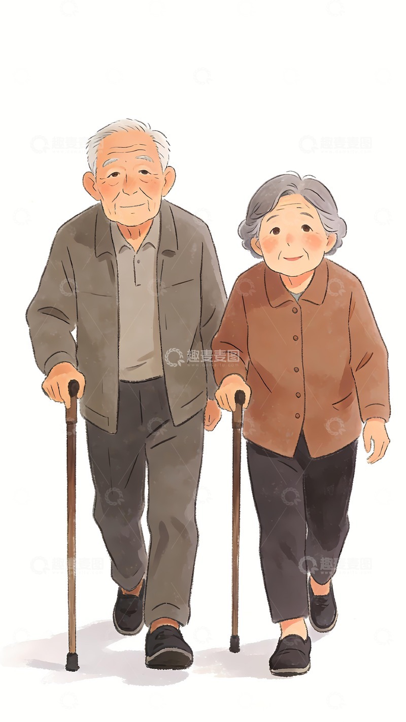 高清大图下载【趣麦麦图】一对老年人孝道
